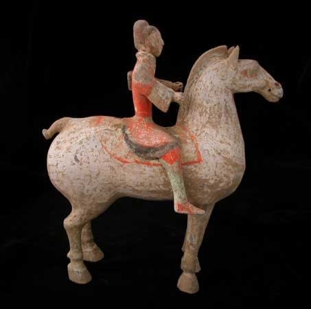 Han Polychrome Horse and Rider, 206 BCE - 220 CE