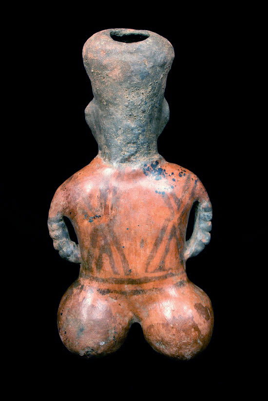 San Sebastián Style Nayarit Terracotta Sculpture of a Seated Figure, 300 BCE - 300 CE