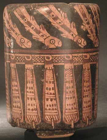 Mayan Polychrome Cylindrical Vessel, 500 CE - 900 CE
