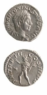 Silver Denarius of Emperor Elagabalus, 220 CE - 222 CE