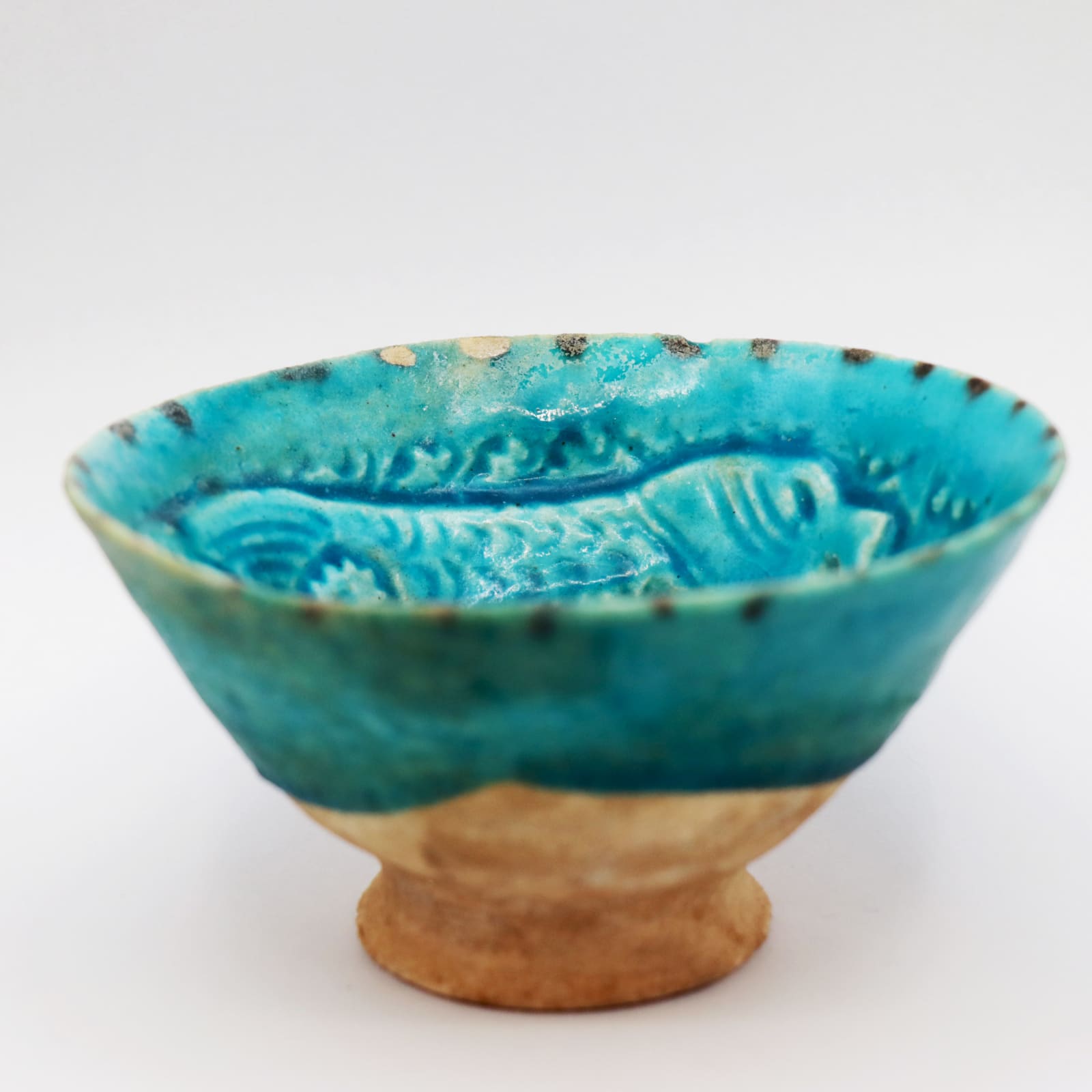 Bamiyan Blue-Glazed Bowl, with Tigers, Twelfth to Thirteenth Century AD