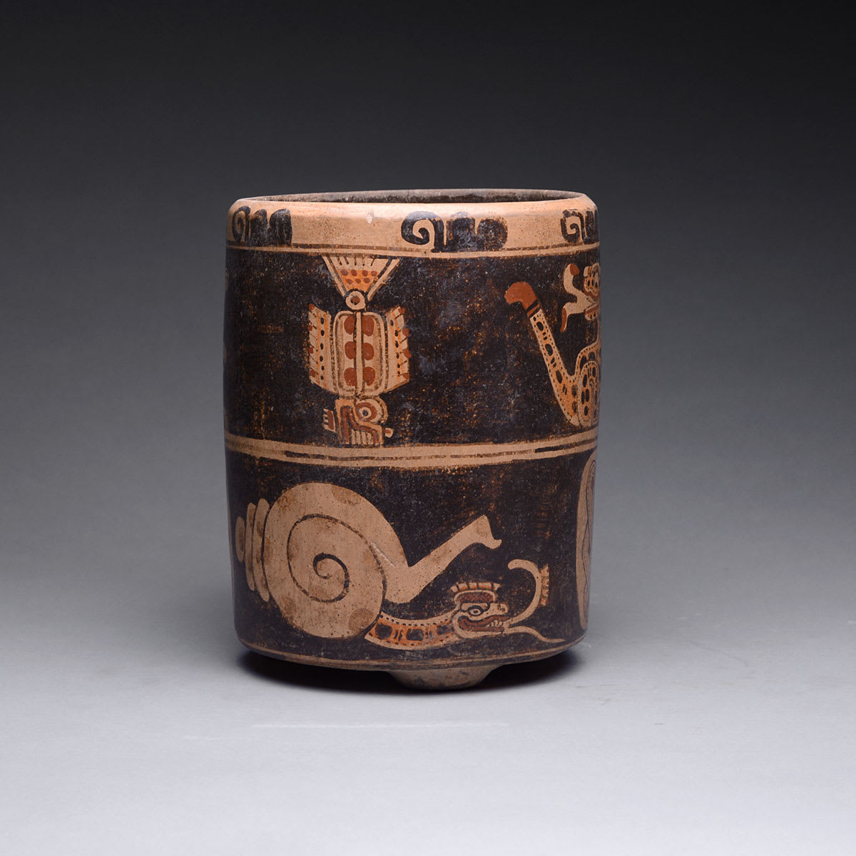 Mayan Painted Cylindrical Vessel, 300 CE - 900 CE