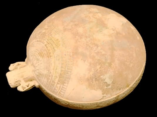 Egyptian Pale Turquoise Glazed Pilgrim Flask, 664 BCE - 332 BCE