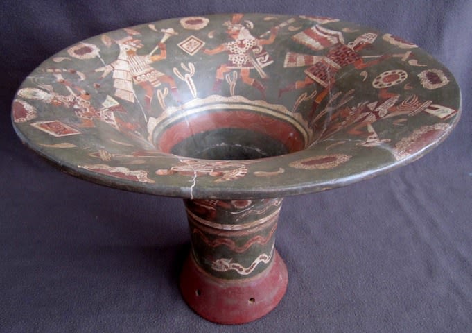 Moche Painted Terracotta Florero Vessel, 600 CE - 800 CE