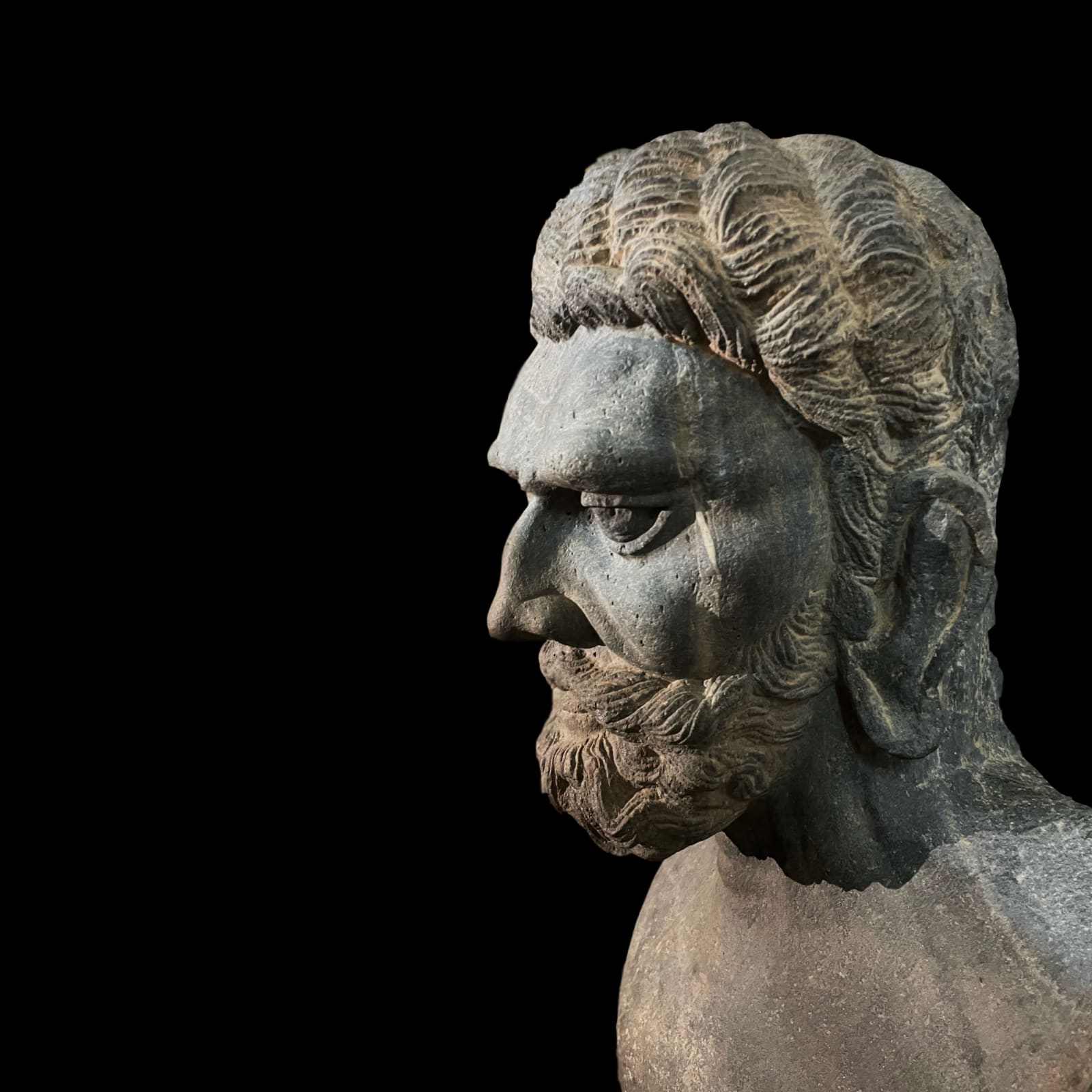 Gandhara Schist Sculpture of an Ascetic, 2nd Century CE - 3rd Century CE