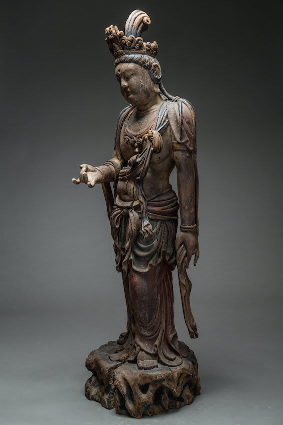 Ming Dynasty Lacquered Wood Sculpture of Guanyin, 1368 CE - 1644 CE