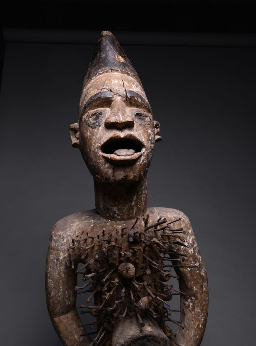 Kongo Wooden Nkisi Nkondi Sculpture, 20th Century CE
