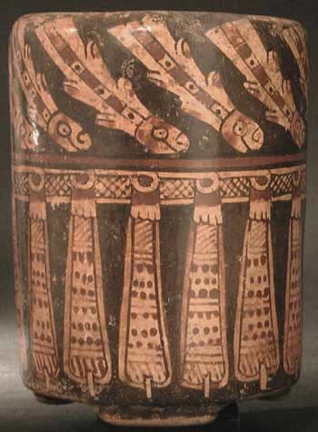 Mayan Polychrome Cylindrical Vessel, 500 CE - 900 CE