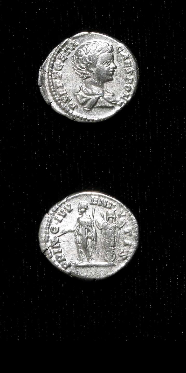 Silver Denarius of Geta Struck While Caesar, 199 CE - 202 CE