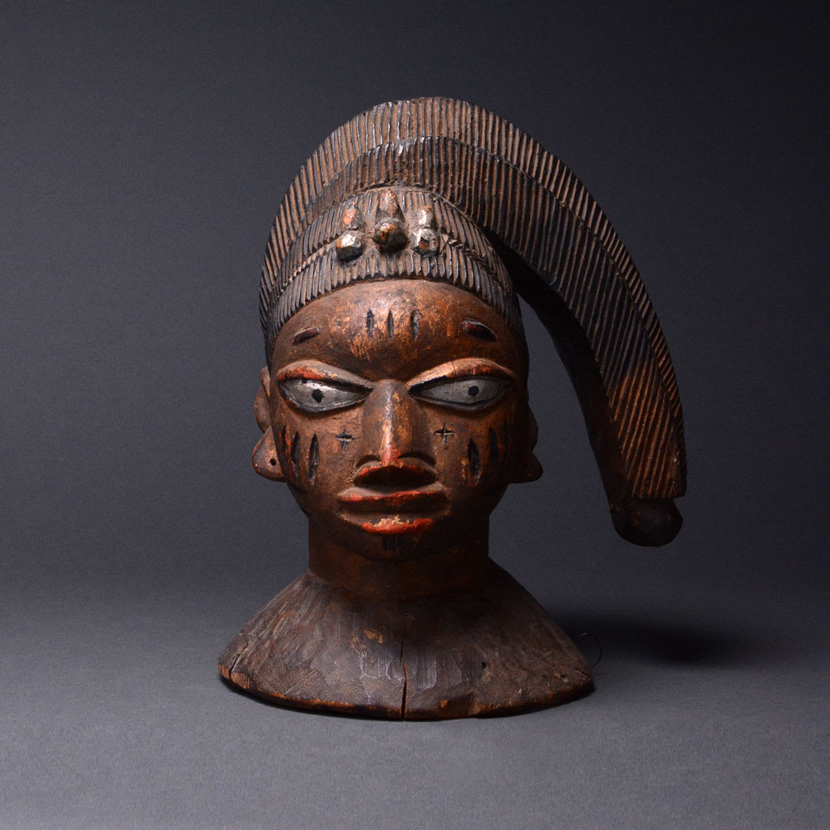 Yoruba Wooden Polychrome Egungun Headdress Mask, 20th Century CE