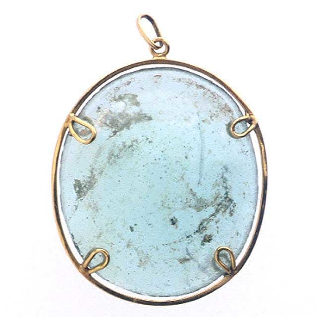 Roman Glass Fragment Set in Pendant, 100 CE - 300 CE