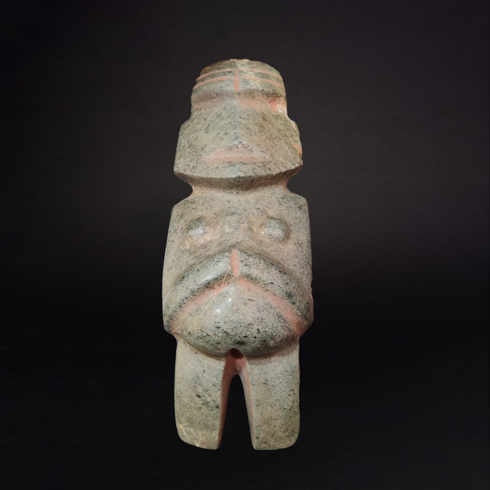 Green Carved Serpentine Schist Standing Mezcala Anthropomorphic Figure (M12 Type), 300 BCE - 300 CE