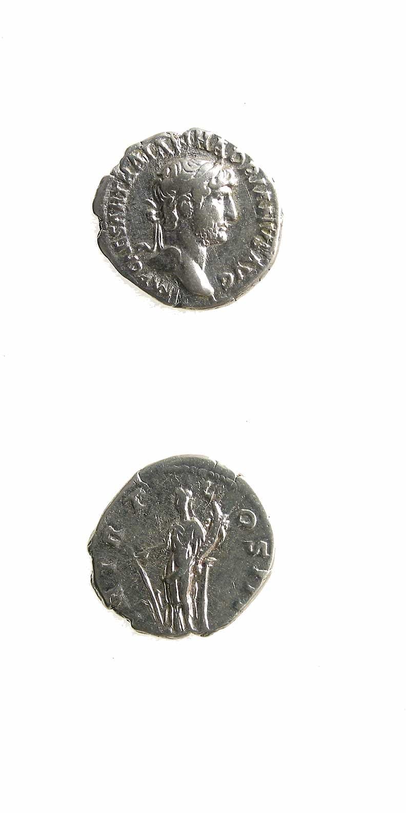 Silver Denarius of Emperor Hadrian, 117 CE - 138 CE