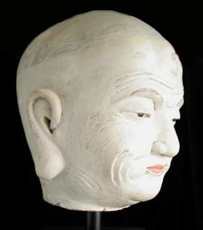 Yuan Painted Terracotta Head of a Lohan, 1264 CE - 1368 CE