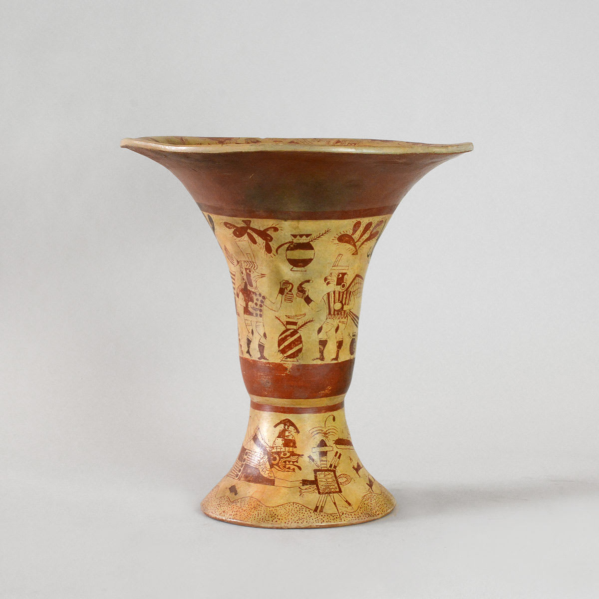 Moche Painted Terracotta Florero Vessel, 400 CE - 800 CE