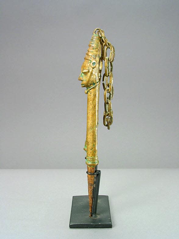 Yoruba Linked Pair of Brass Edan Sculptures, 19th Century CE - 20th Century CE