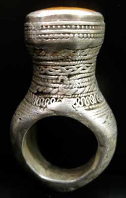 Carnelian Seal of a Warrior Set in a Silver Ring