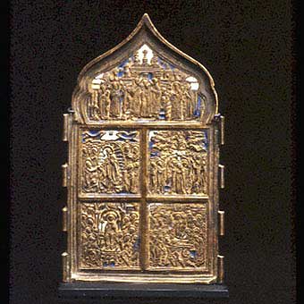 Section of an Enameled Brass Traveling Icon, 1750 CE - 1900 CE
