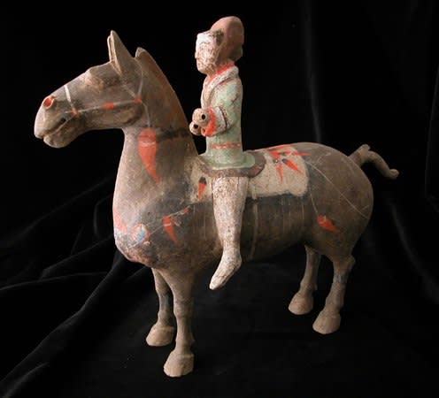 Han Polychrome Horse and Rider, 206 BCE - 220 CE