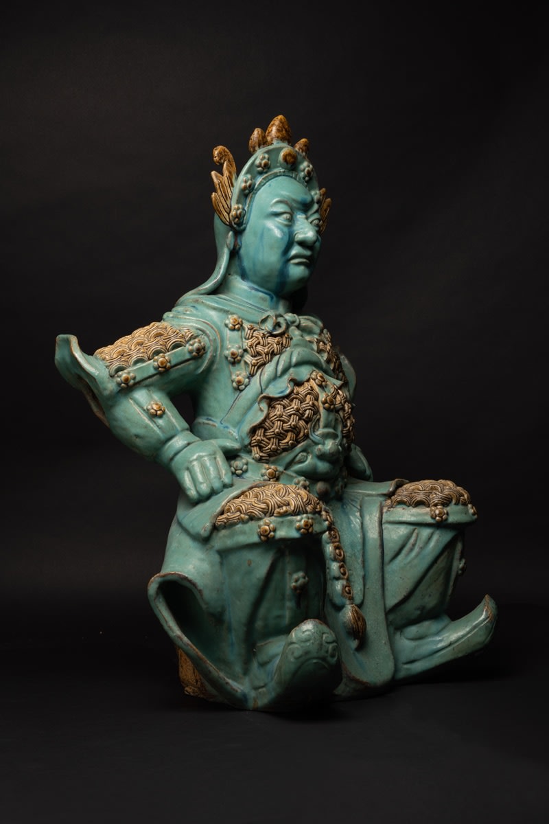 Turquoise statue of a seated warrior, 1500 BCE - 1800 CE