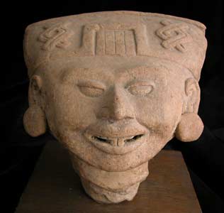 Remojadas Sculptural Fragment of a Smiling Head, 500 CE - 900 CE