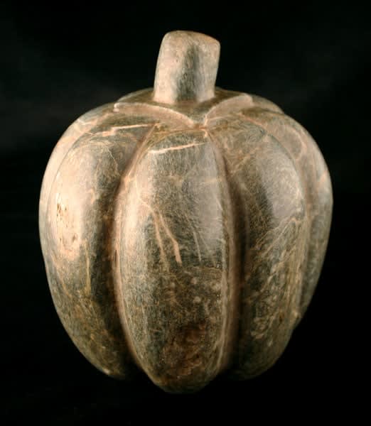 Aztec Green Stone Sculpture of a Cacao Pod, 1300 CE - 1550 CE