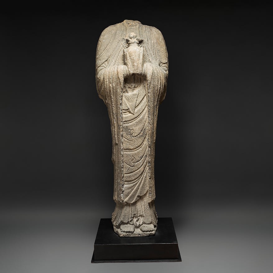 Liao Basalt Torso of a Standing Guanyin, 10th Century CE - 12th Century CE