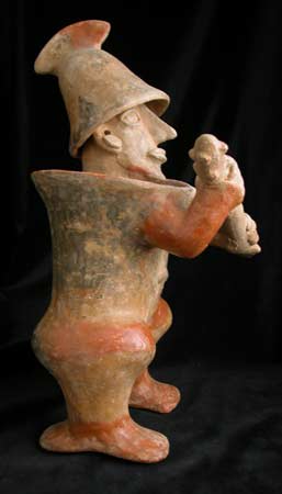 Ameca-Ezatlán Style Jalisco Terracotta Sculpture of a Warrior Holding a Club, 300 BCE - 300 CE