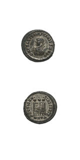 Silvered Bronze Coin of Caesar Licinius Junior, 317 CE - 324 CE