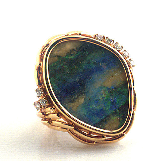 Australian Opal Ring with 8 Diamonds