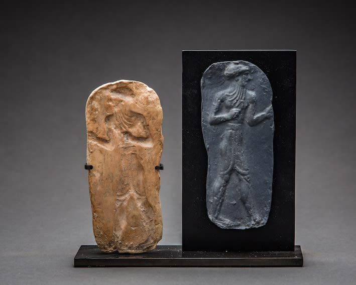 Old Babylonian Clay Mould with Standing Male Deity, 2000 BCE - 1700 BCE