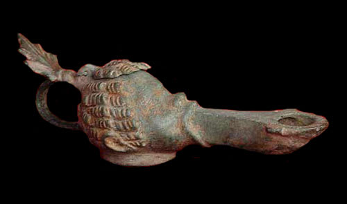 Bronze Oil Lamp in the Form of an African's Head, 100 CE - 300 CE
