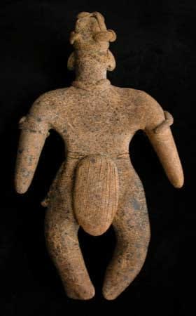 Tuxcacuesco-Ortices Style Colima Terracotta Sculpture of a Standing Man, 300 BCE - 300 CE