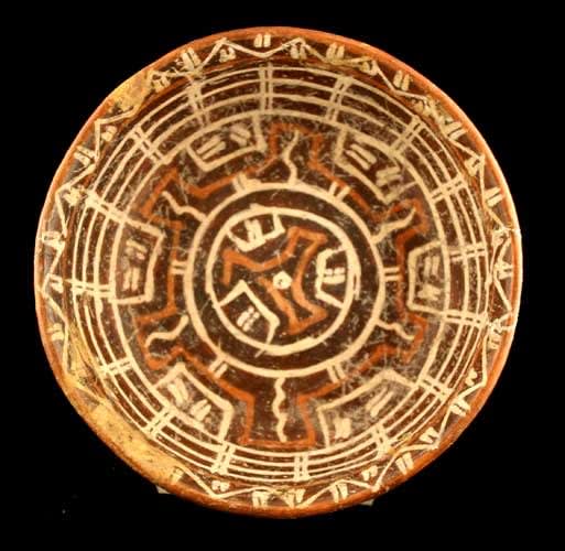 Nayarit Terracotta Bowl with Polychrome Designs, 300 BCE - 300 CE