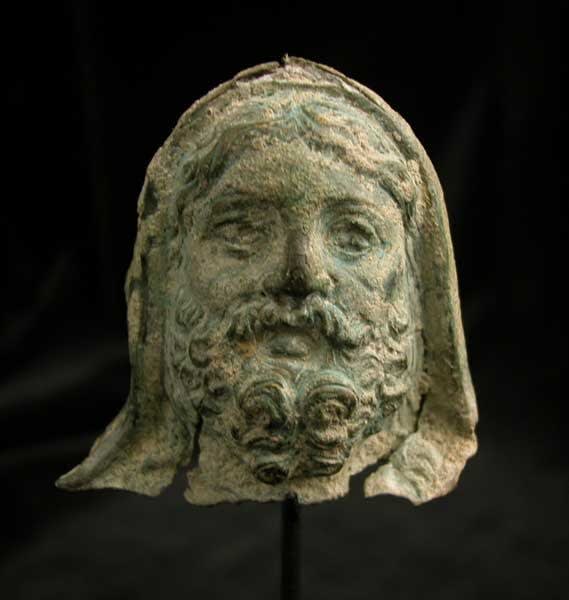 Roman Period Bronze Head of a Bearded Deity, 100 CE - 300 CE