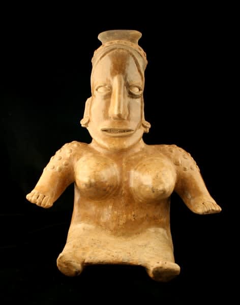Ameca-Ezatlán Style Jalisco Terracotta Sculpture of a Seated Woman, 300 BCE - 300 CE