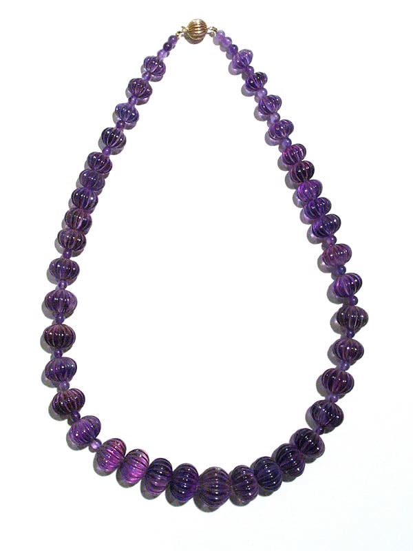 Amethyst Bead Necklace With A 14 Karat Gold Clasp