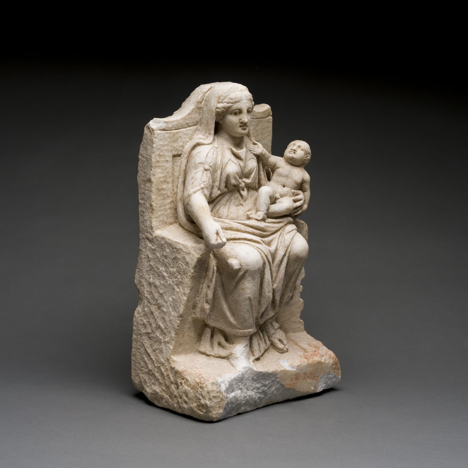 Marble Statuette of a Woman and Child, 100 CE - 300 CE