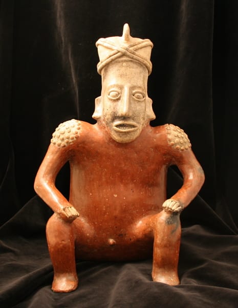 Ameca-Ezatlán Style Jalisco Sculpture of Seated Man, 300 BCE - 300 CE