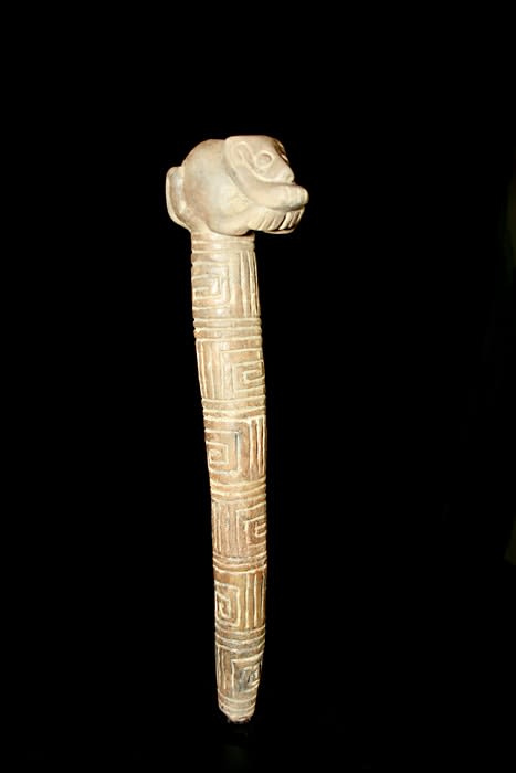 Calima Terracotta Staff Featuring a Small Animal, 500 BCE - 300 CE