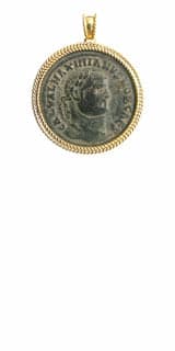 Gold Pendant Featuring a Bronze Coin of Emperor Maximianus, 286 CE - 310 CE
