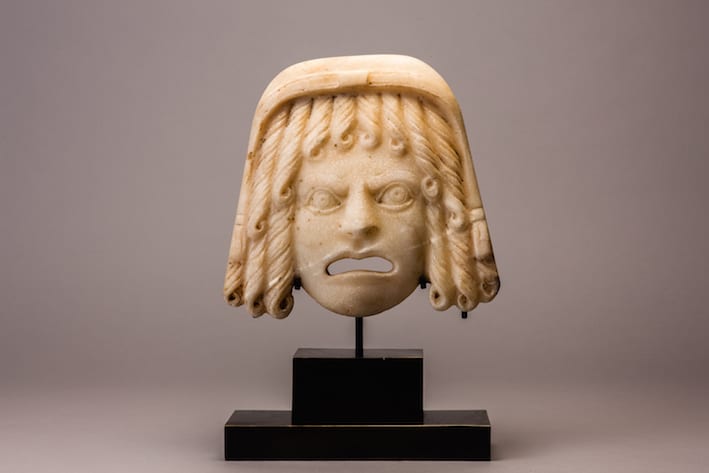 Roman theatrical female mask, 100 - CE | Barakat Gallery