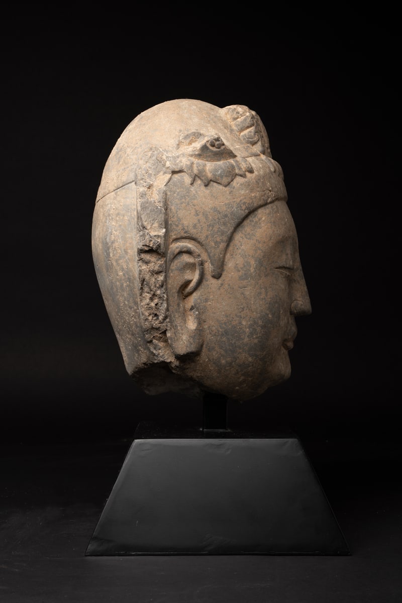 Sui Stone Head of a Bodhisattva, 581 CE - 618 CE
