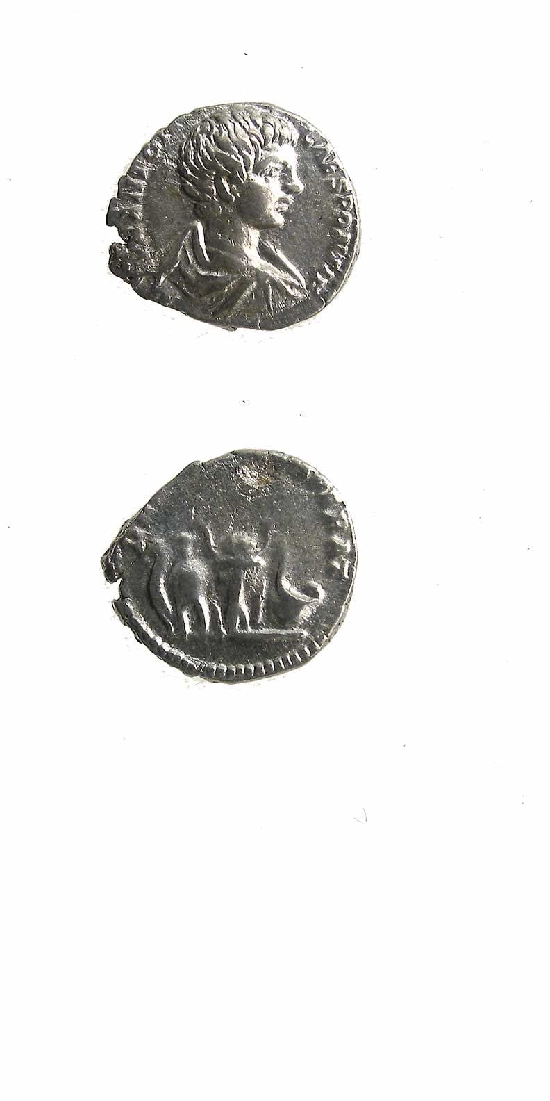 Silver Denarius of Caracalla Struck While Caesar, 196 CE - 198 CE