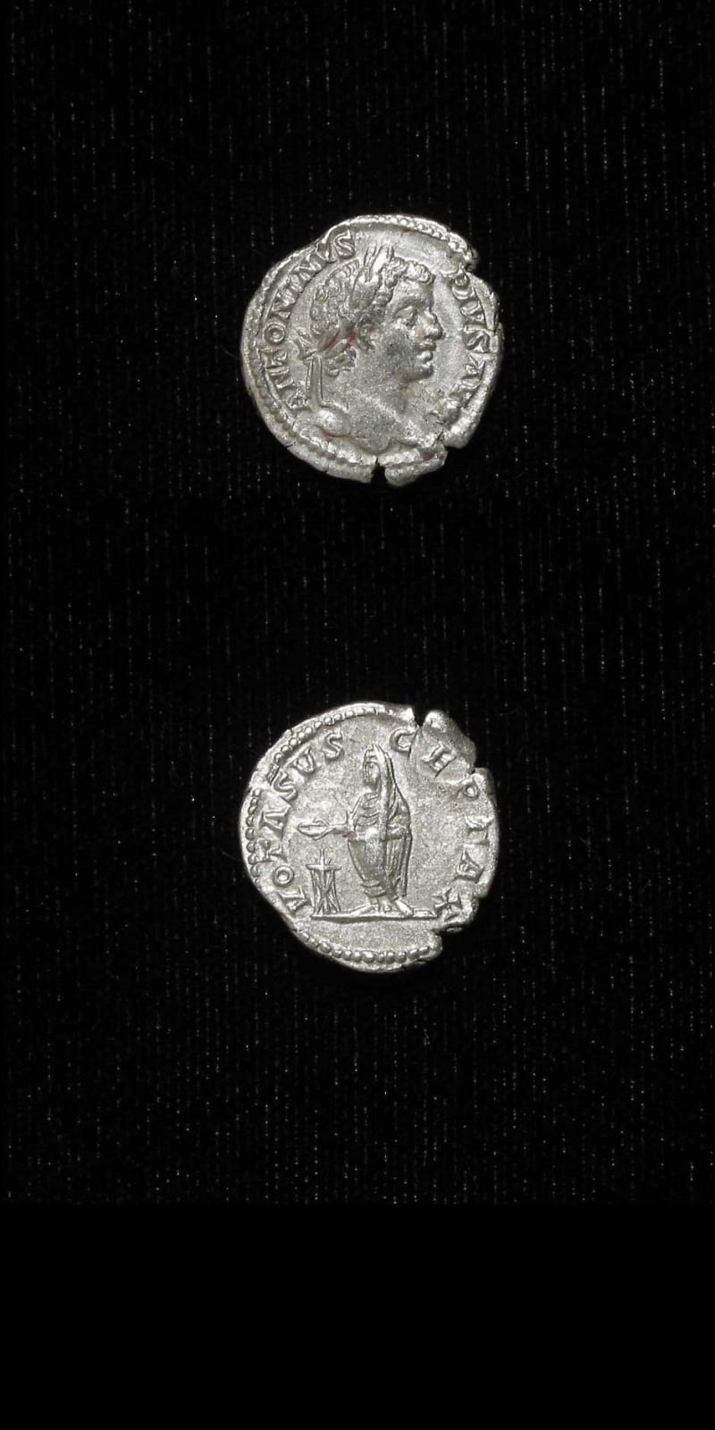 Silver Denarius of Emperor Caracalla, 200 CE - 210 CE