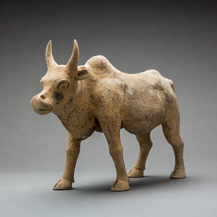 Pair of Tang Pottery Bulls, 618 CE - 906 CE