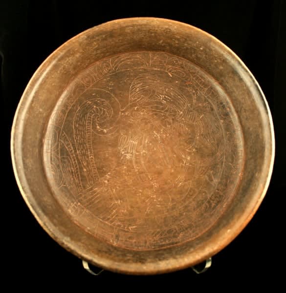 Mayan Terraotta Bowl with Engraved Decorations, 300 CE - 900 CE