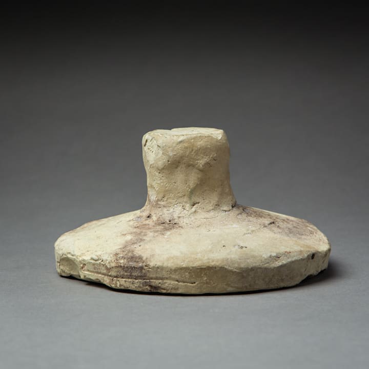Pottery Moulded Stamp with Handle, 800 CE - 1200 CE