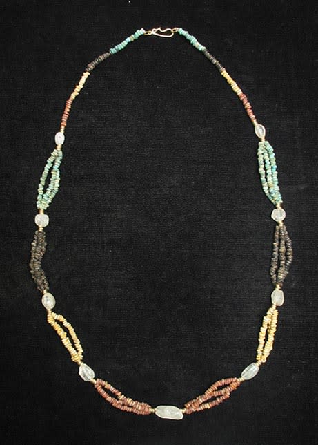 Necklace Of Egyptian Faience, Gold & Rock Beads, 600 BCE - 1100 CE