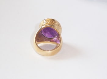 Gold RIng with Classical Revival Amethyst Intaglio of a Bearded Man, 1700 CE - 1900 CE